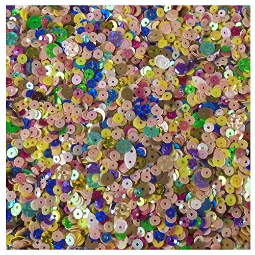 Image of eshoppee 200 gm, 4mm Multi Color Round Shape Sequins Sitara, for Jewellery Making Embroidery Material Art and Craft DIY kit, Glitter Sequince Beads (27, 200 gm)