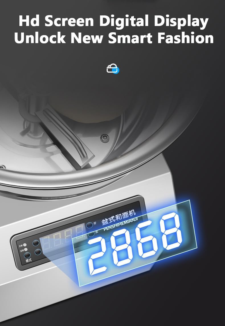 QUTBAG Mezclador de Masa Comercial, Prensa eléctrica de Fideos doméstica de Acero Inoxidable de 1800 W con Temporizador de 30 Minutos, máquina mezcladora de harina de Escritorio para Restaurante 8KG