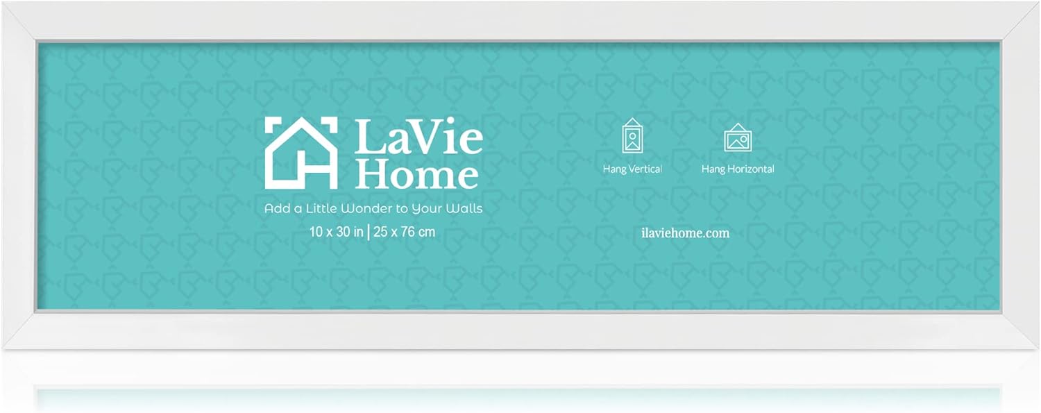 LaVie Home 10x30 Picture Frame White, Panoramic Picture Frame for Wall Decoration, Classic Black Minimalist Style Suitable for Decorating Houses, Offices, Hotels?1 Pack? 10x30 White