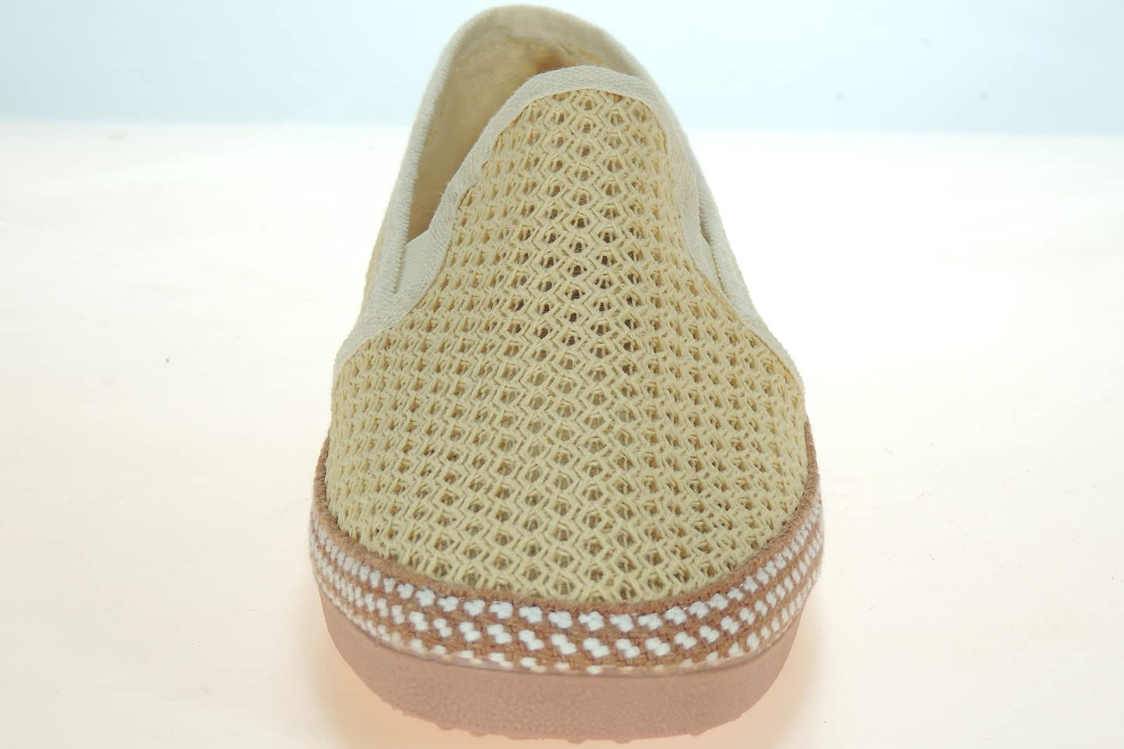 Calzados Romero JAVER - Zapatilla Cerrada en Doble Rejilla Algodón para Hombre - Plantilla Esparto - Piso de Goma - Para Calle. BEIG talla 44