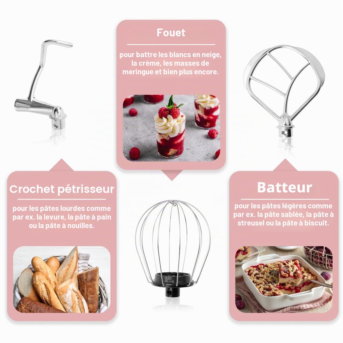 Bomann® KM 6030 CB Robot de cuisine rétro pour la cuisson | Pétrisseur à pâte 5 l avec moteur puissant de 1100 W | Crochet et fouet | Pétrisseur à pâte rétro avec protection anti-éclaboussures avec