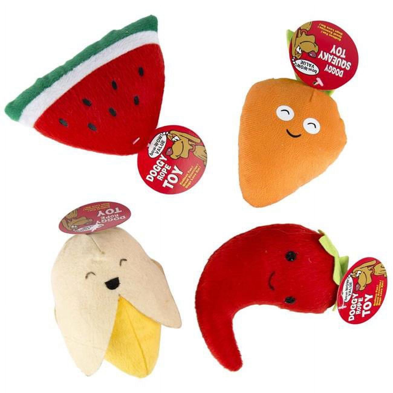 DollarItemDirect Dog Toy Plush Food Assortment with Squeaker 5-6 inches in PDQ Case of 60