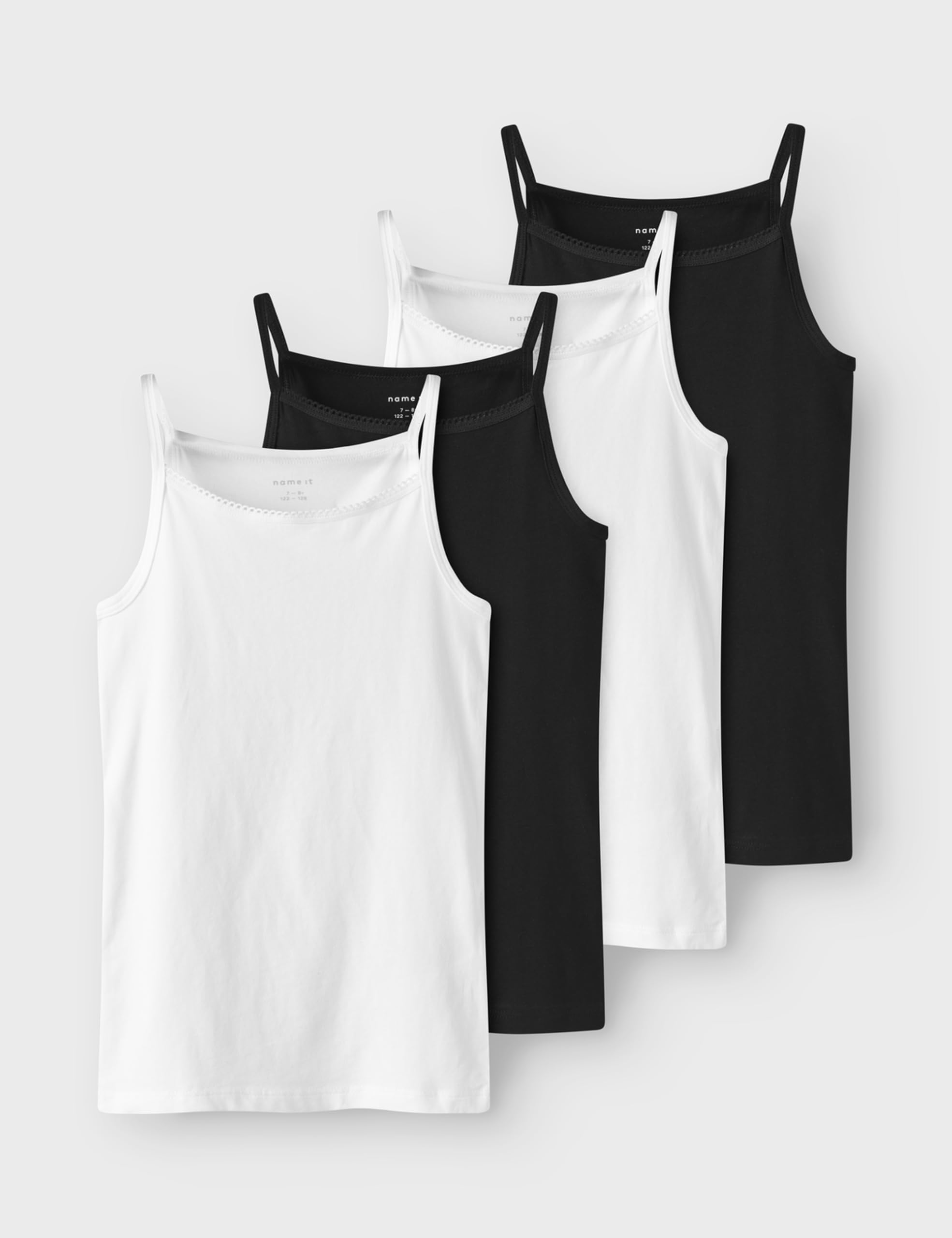 Mädchen Nkfstrap Top 4p Black White Solid Nkfstrap Top 4P Black White Solid (1er Pack)