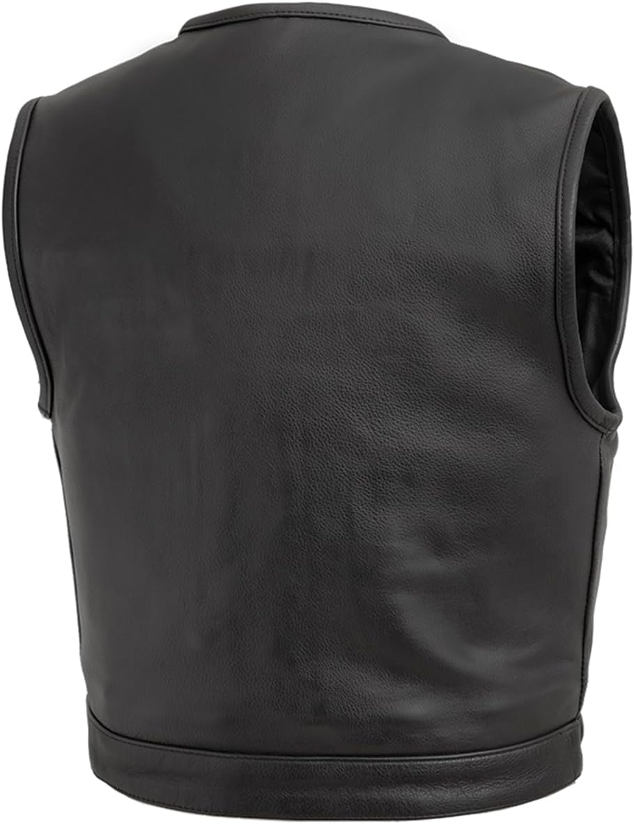 First Mfg Co - Lowside - Mens Motorcycle Biker Riding Canvas, Leather, Twill, Perforated Leather Vest - Image 9