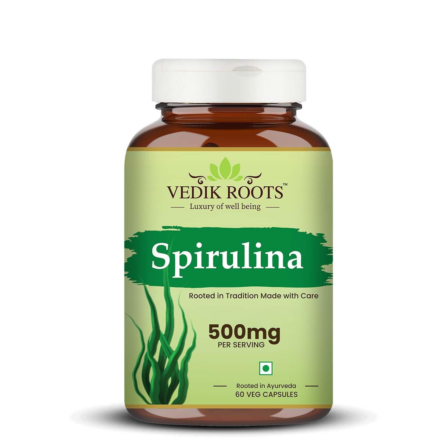 100% Organic Spirulina Capsules For Weight Management & Immunity Booster | Helps In Healthy Heart | Support Digestion & Skin Health For Men And Women- 60 Capsules (Pack of 1)