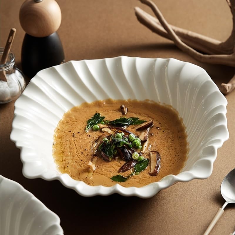Cuenco para Sopa Cuenco de cerámica Blanco para el hogar Cuenco Cuadrado para Hotel Vajilla para Restaurante Cuenco para Platos fríos Cuenco Decorativo Creativo