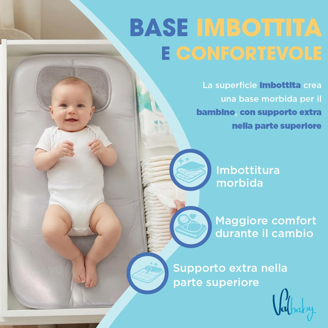 Fasciatoio Portatile Neonato Impermeabile Pieghevole Lavabile per Lavatrice Cambio Pannolino Neonati Accessori Idea Regalo Nascita Neo Mamma Regali Baby Shower Bimba Changing Mat Baby Valbaby - 5