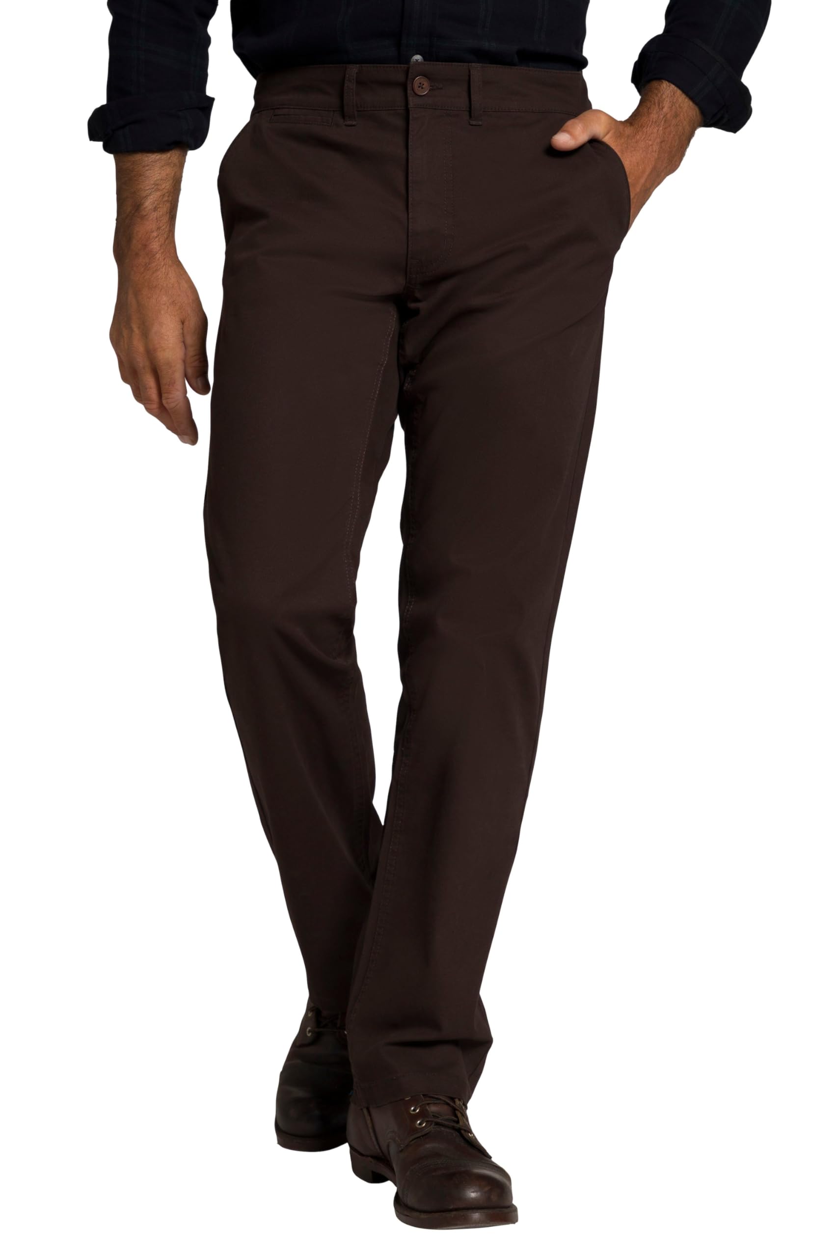 JP 1880 Herren große Größen Übergrößen Menswear L-8XL Chino Hose, Bauchfit, Regular Fit Schwarzbraun 28 748444127-28
