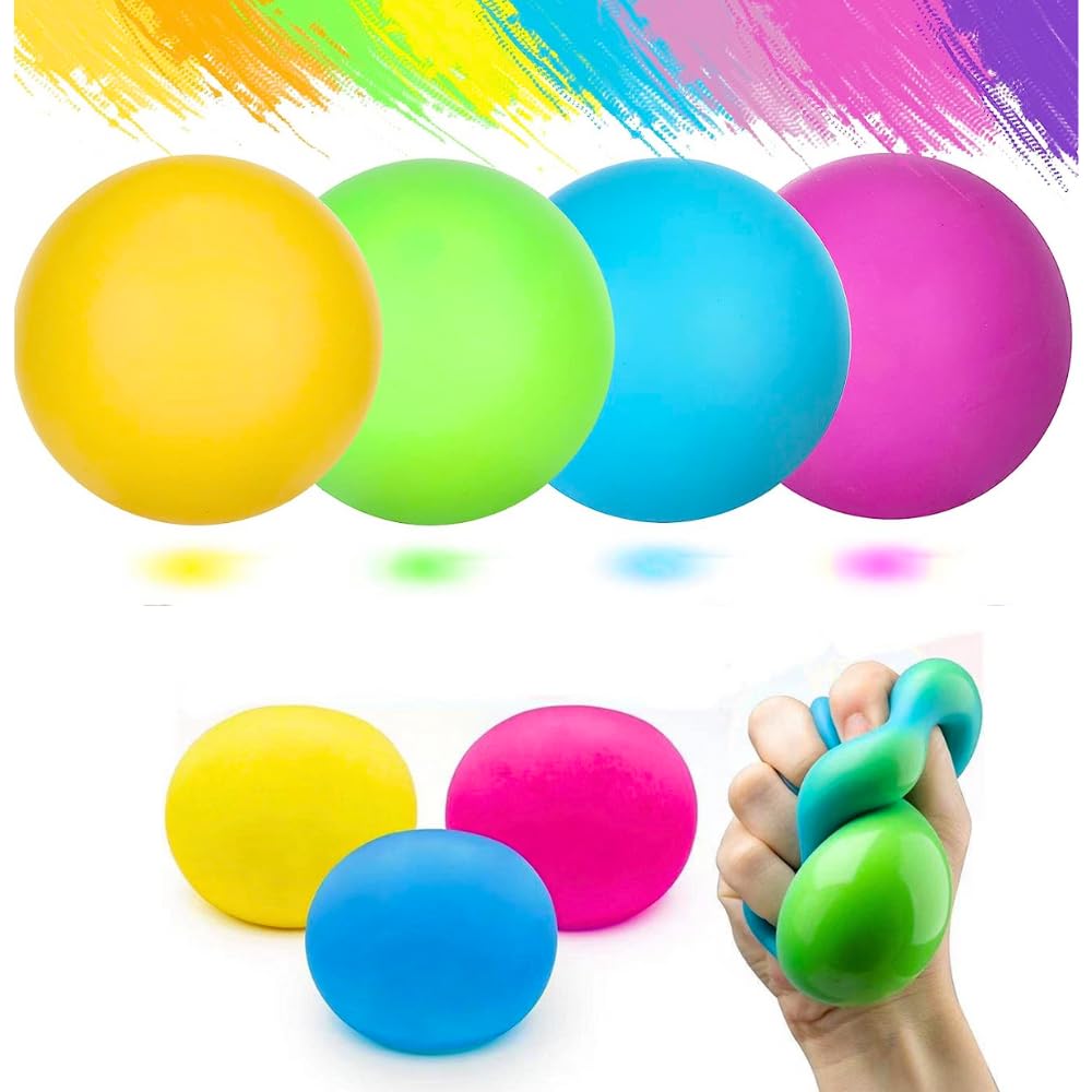 SGTT PRO 4 PCS Mini Stress Balls for Adults and Kids - Squishy Stress Balls with Light, Medium, Heavy Resistances, Sensory Stress and Anxiety Relief Squeeze Toys 4 PCS