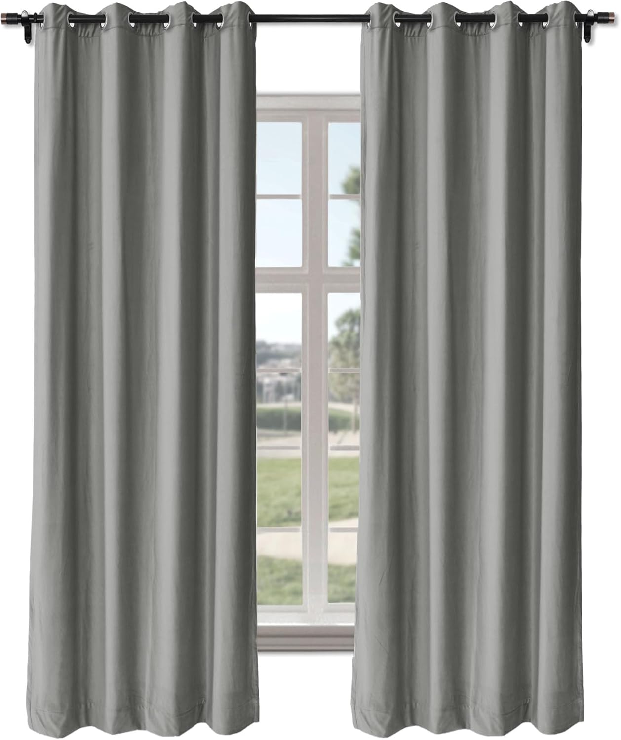 Macochico Extra Wide Velvet Curtains Nickle Grommet Drapery Soft and Luxury Room-Darkening Window Drapes for Living Room Bedroom, Soft and Luxury, 120" W x 96" L, Rock Grey,1 Panel
