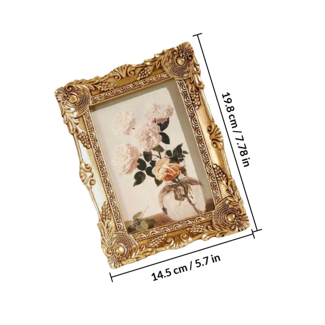Marco de Fotos Dorado de Resina Estilo Europeo Elegante y Práctico para Decoración de Escritorio y Oficina Diseño Clásico y Antiguo
