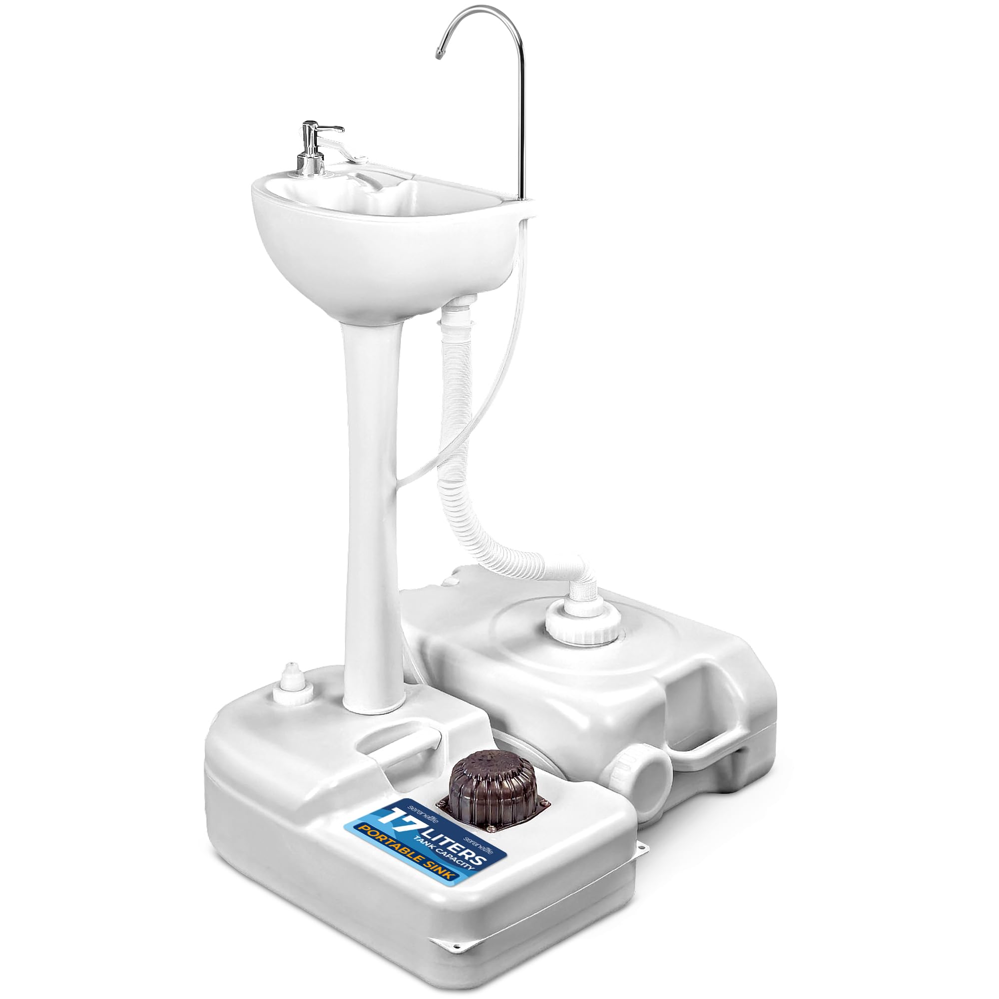 SereneLife Lavandino da Esterno, Lavandino Portatile da Campeggio con Rubinetto, Serbatoio Acqua, Dispenser di Sapone e Porta Asciugamani