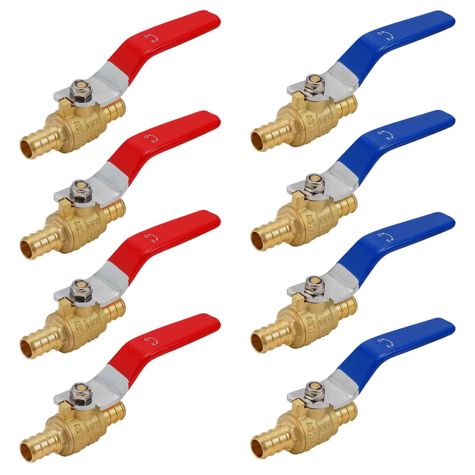 (8 Pack) Lidertik 1/2 Pex Ball Valve Shut Off Valve with 1/4 Turn Handle Brass