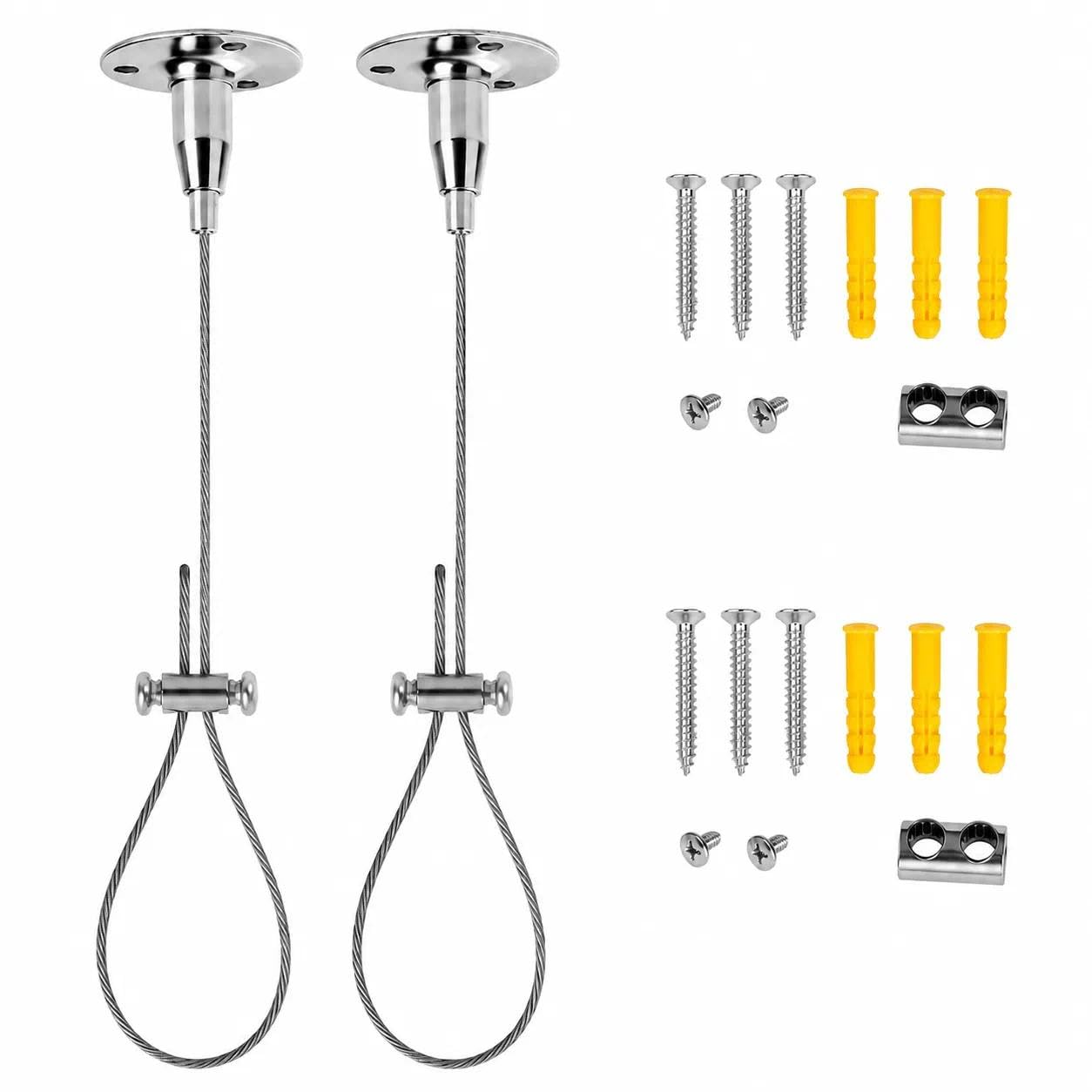 2pcs Ceiling Mount Shower Curtain Rod Bracket & Wardrobe Rail Support