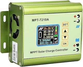 MPPT Solar Panel Charge Controller, MPT-7210A High-Performance Solar Controller with Aluminum Alloy LCD Display Solar Charge Controller for Lithium Battery