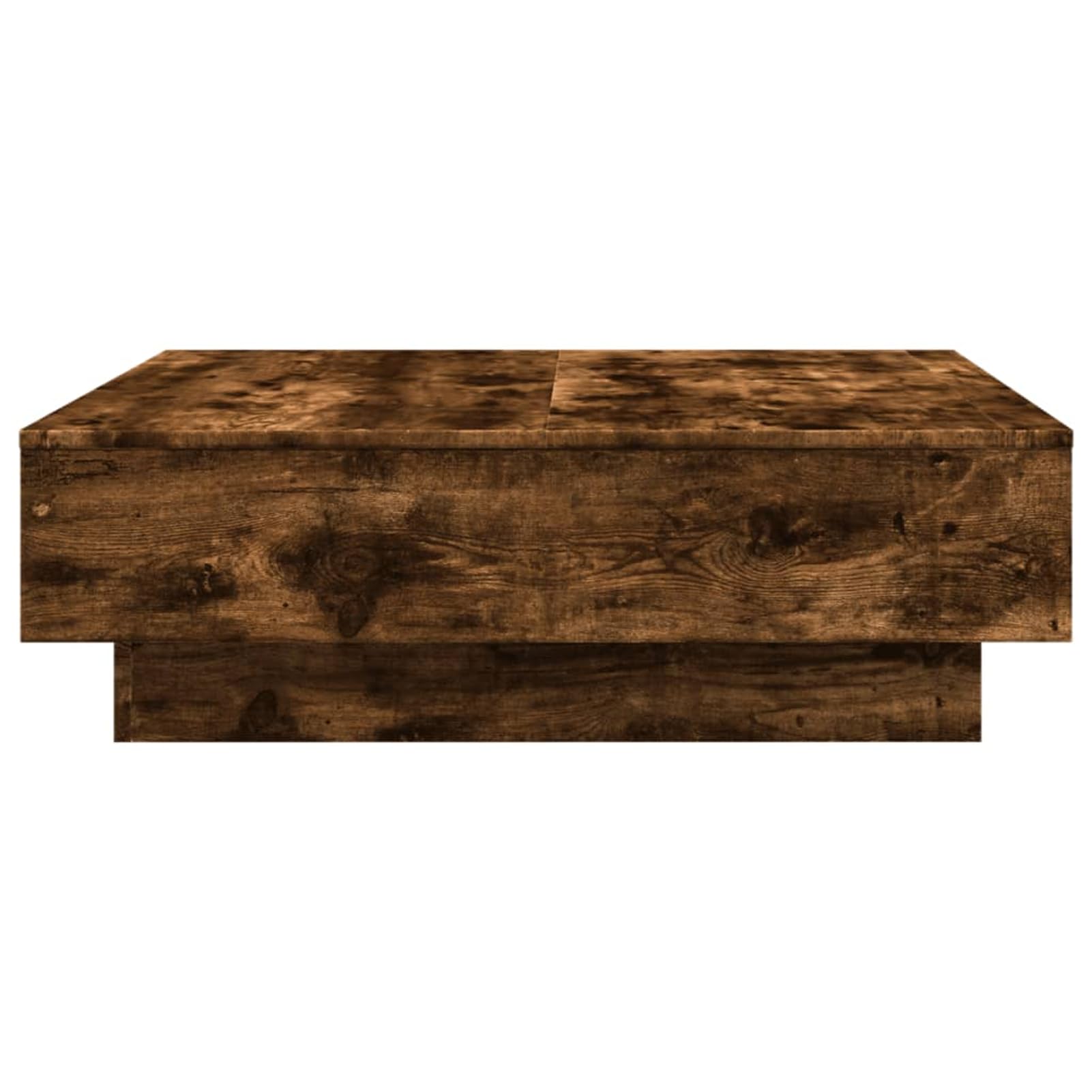 Stolik kawowy dąb wędzony, 90 x 90 x 28 cm, wykonany z materiału drewnopochodnego z metalowymi gałkami, stabilny stolik pomocniczy do salonu, obszaru TV i salonu