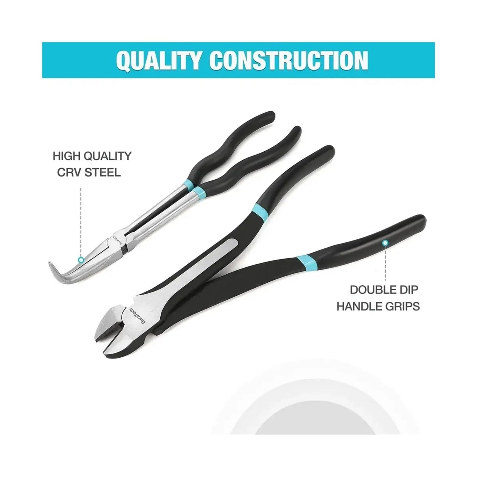 Set di pinze a becchi lunghi extra lunghi da 11" in acciaio CRV di qualità premium, kit di utensili meccanici, pinze diagonali a becchi dritti e piegati a 90° e 45° Utensili Idraulici
