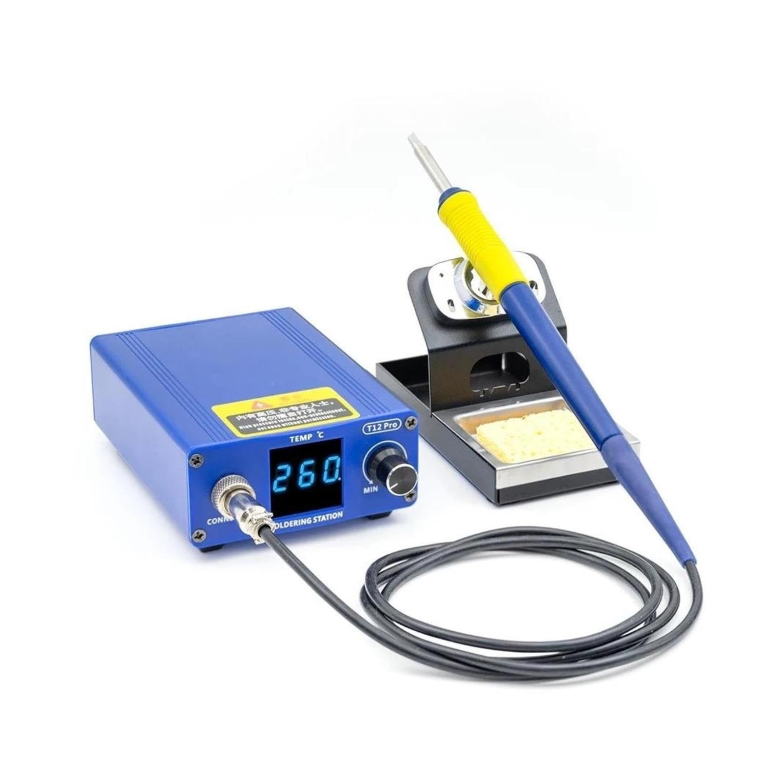 Stazione di Saldatura, Kit stazione di saldatura digitale T12 Pro 75W, strumento a riscaldamento rapido con punta, 1 confezione