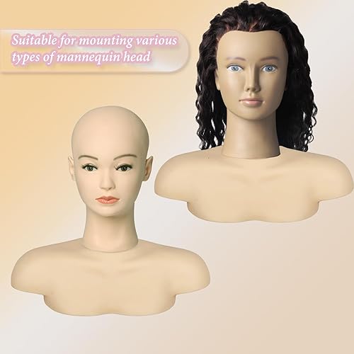 Miniatura 3 de Newshair Soporte para cabeza de maniquí, maniquí de hombro, maniquí de hombro, soporte de cabeza de peluca para cosmetología y entrenamiento de