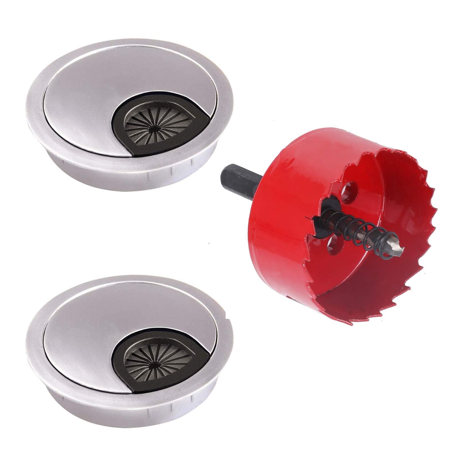 COEWUR 2 X Metal 60mm Desk Cable Grommet with 60mm Hole Saw