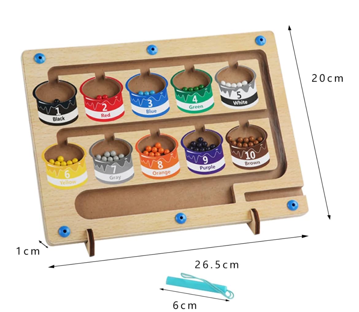 TOYARTSY Magnetic Color and Number Maze - Wooden Magnet Board Puzzles Toddler Activities Counting Matching Games Montessori Counting Fine Motor Skills Toys Gifts 4