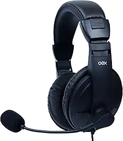 OEX Fone De Ouvido Heasdet para Call Center USB com controle de áudio no cabo - HS102 - Preto