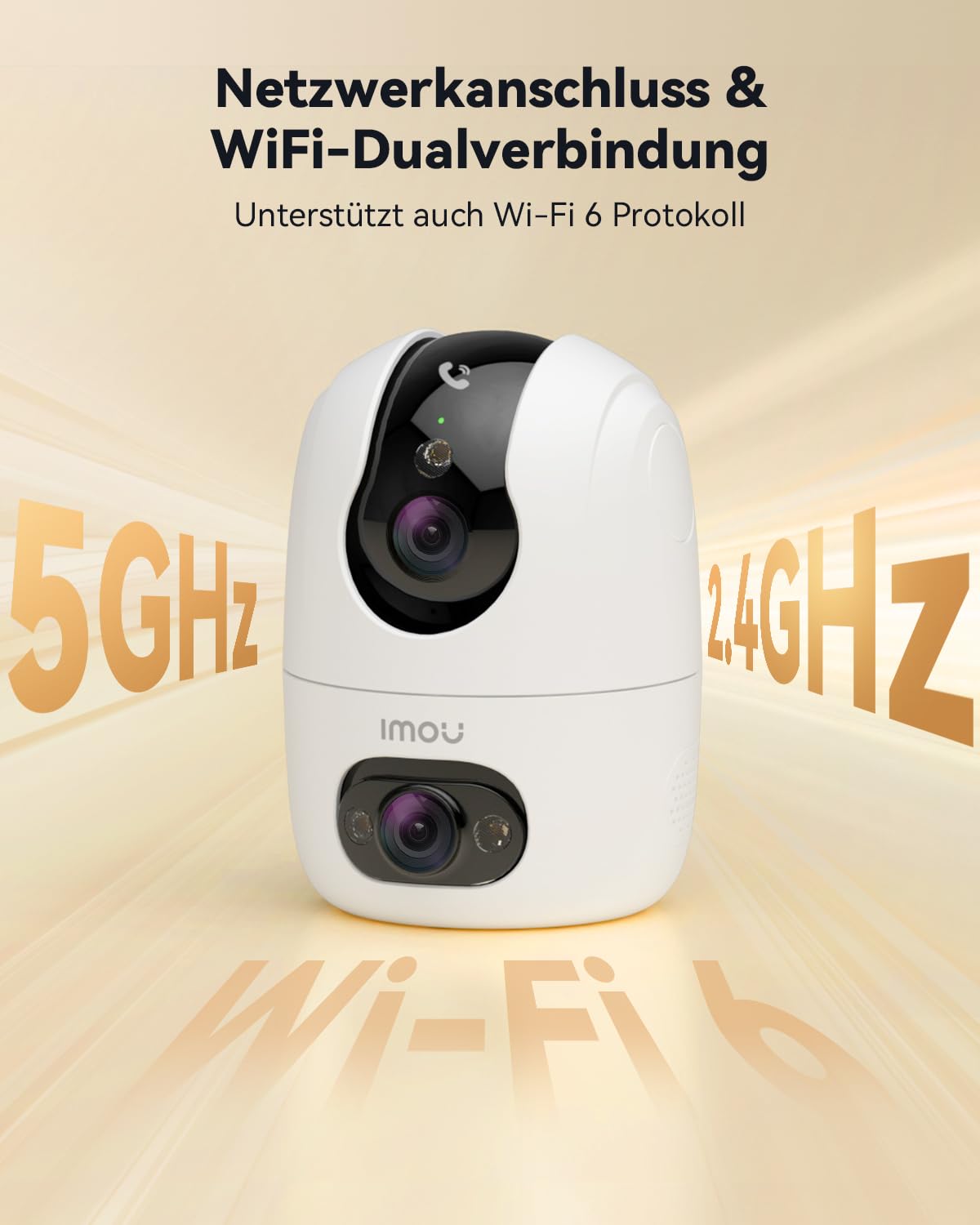 Imou 4MP Dual Kameras Überwachungskamera Innen mit Person/Haustiererkennung, 2.4GHz/5GHz WiFi, 360° PTZ WLAN Überwachungskamera Innen, Farbnachtsicht, Auto Tracking, 2-Wege-Audio,Sirene,One Touch Call