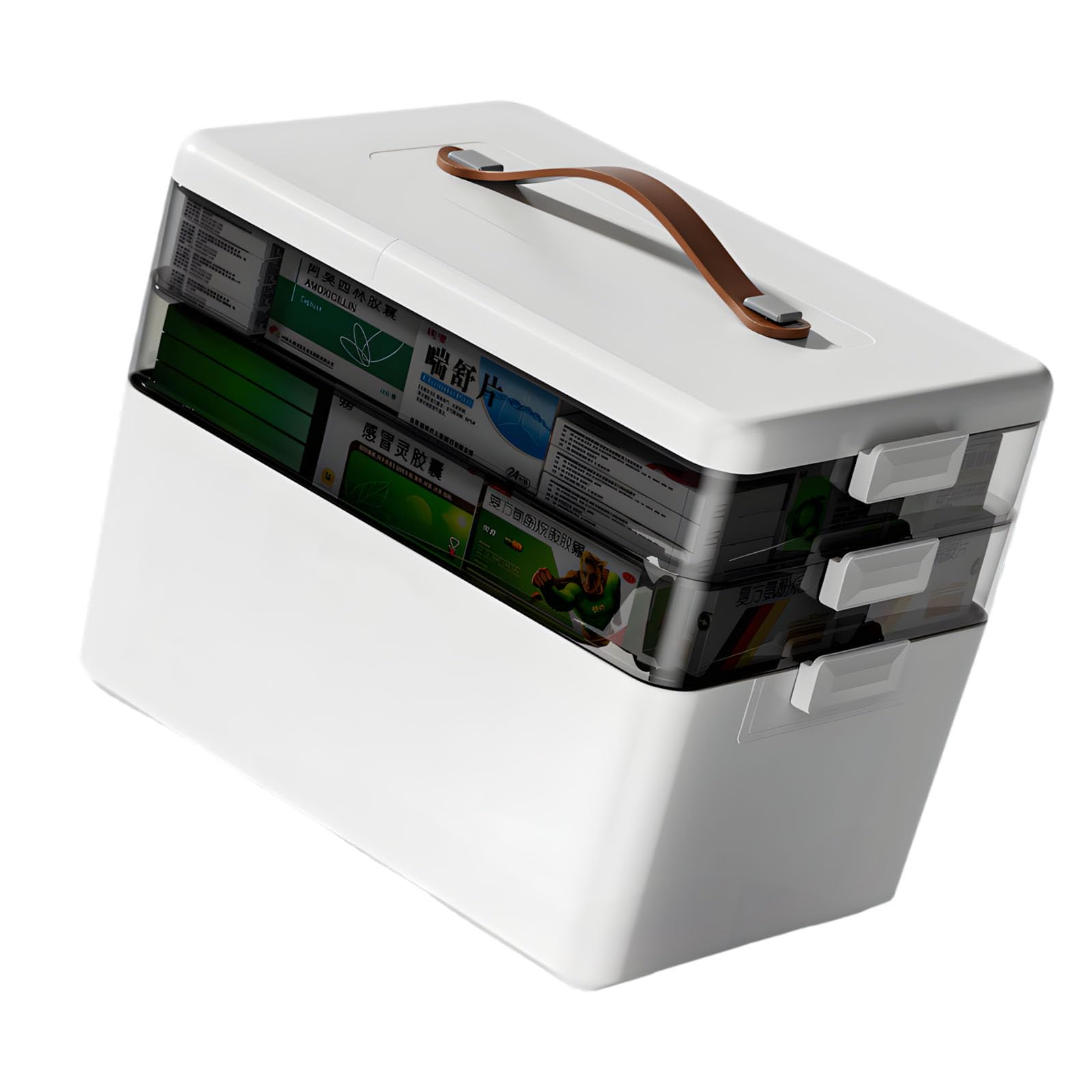 Mekalero Medicines Cabinet Stackable Medical Container with Clear Sections and Strong Handles Ideal for Travel Use Dark Proof Medicine Cabinet