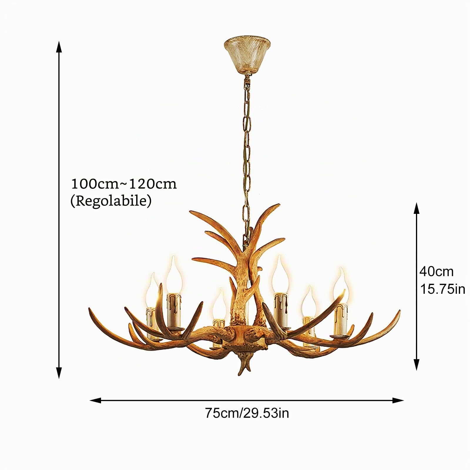 Lampada da Soffitto in Stile Retrò - Lampadario in Resina Con Corna di Cervo - Lampada a Sospensione a Forma di Martello