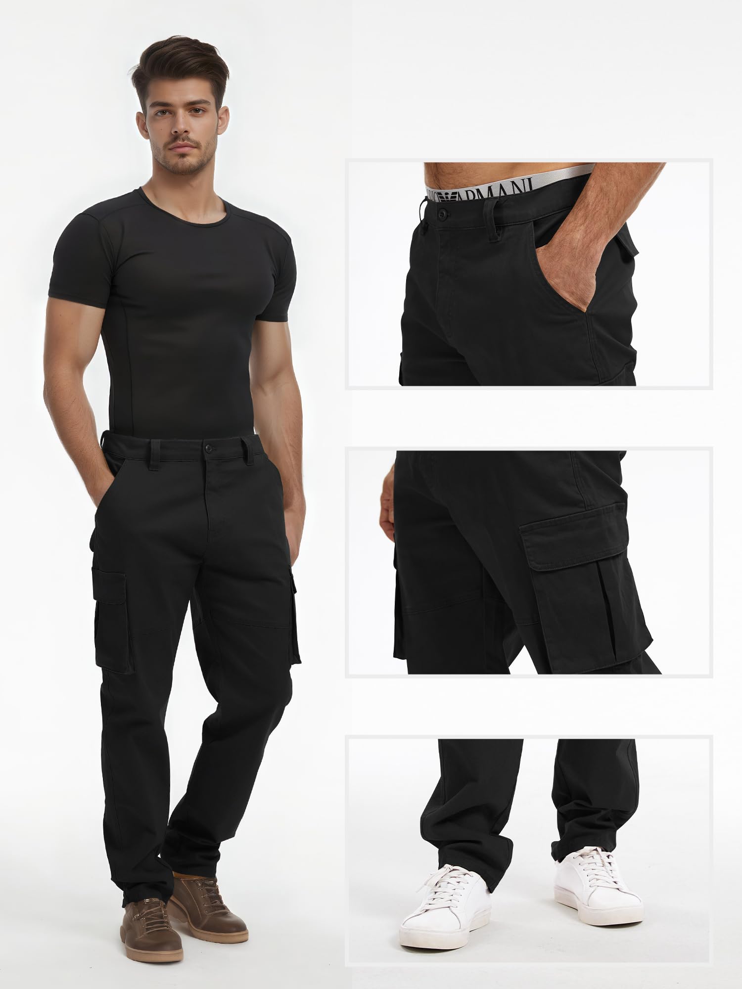 Breampot Herren Cargohose Baumwolle Chino Hosen Freizeit Outdoorhose Arbeitshose Stilvolle Pants
