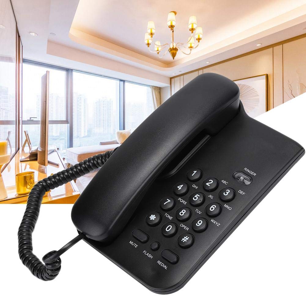 Telefon stacjonarny przewodowy, KX-T3026CID Angielski telefon stacjonarny do domowego biura w hotelu (czarny)