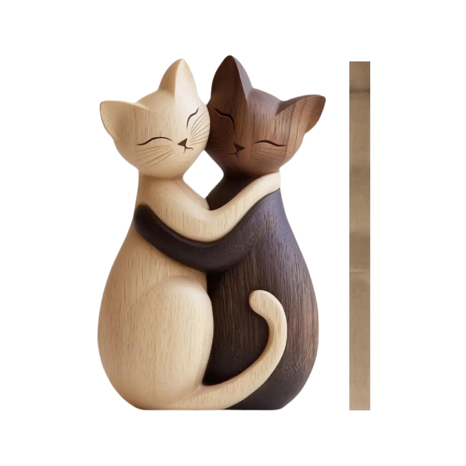 Cat Statues Home Decor,Cute 2d Flat Wooden Animal Shaped | Cat Couple Sculpture | for Wedding, Birthday Celebrations, Romantic Bedroom, Girlfriend