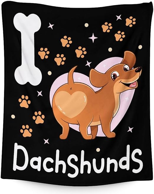 Dachshund Throw Blanket for Teen - 50x60 Inches Throw Size - Soft Fluffy Cozy Blankets Gift - Black Funny Blanket Throws for Living Room Decorative