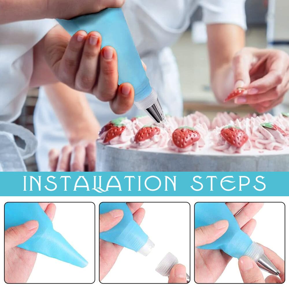 Kit Tapis De Cuisson Silicone Pour Macarons 48 Trous - Avec Poches à Douille Et 12 Douilles En Inox