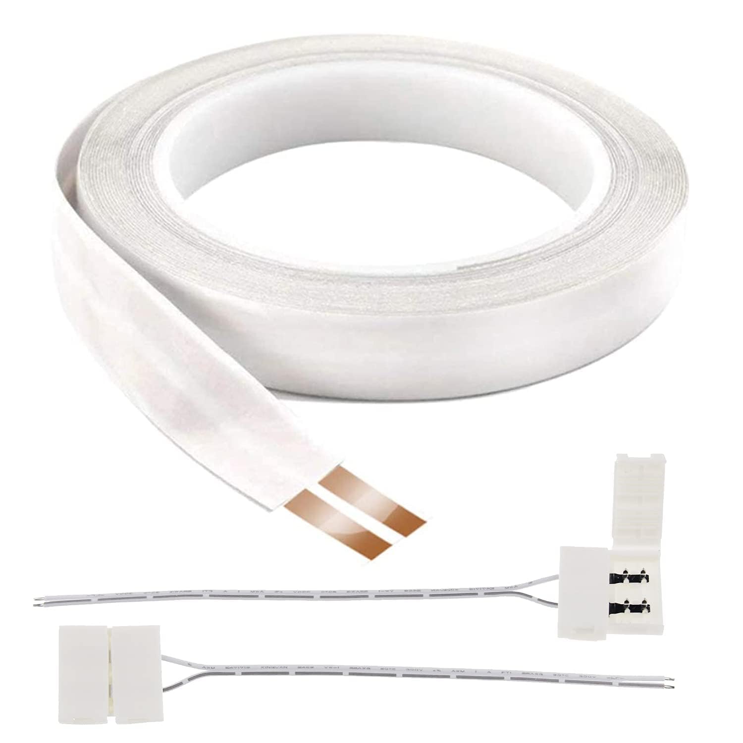 Cable de audio autoadhesivo superplano de 15,2 m con 2 convertidores | FROGBRO adecuado para cables de audio, iluminación LED y otros dispositivos de baja tensión, sección 24 AWG/0,2 mm²