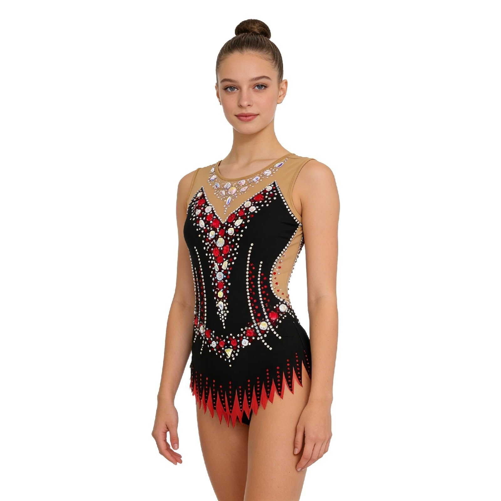Trykoty Do Gimnastyki Artystycznej Dla Dziewczynek Damskie Kostiumy Do Gimnastyki Rhinestone Trykot Do Tańca Świecący Strój Do Ćwiczeń