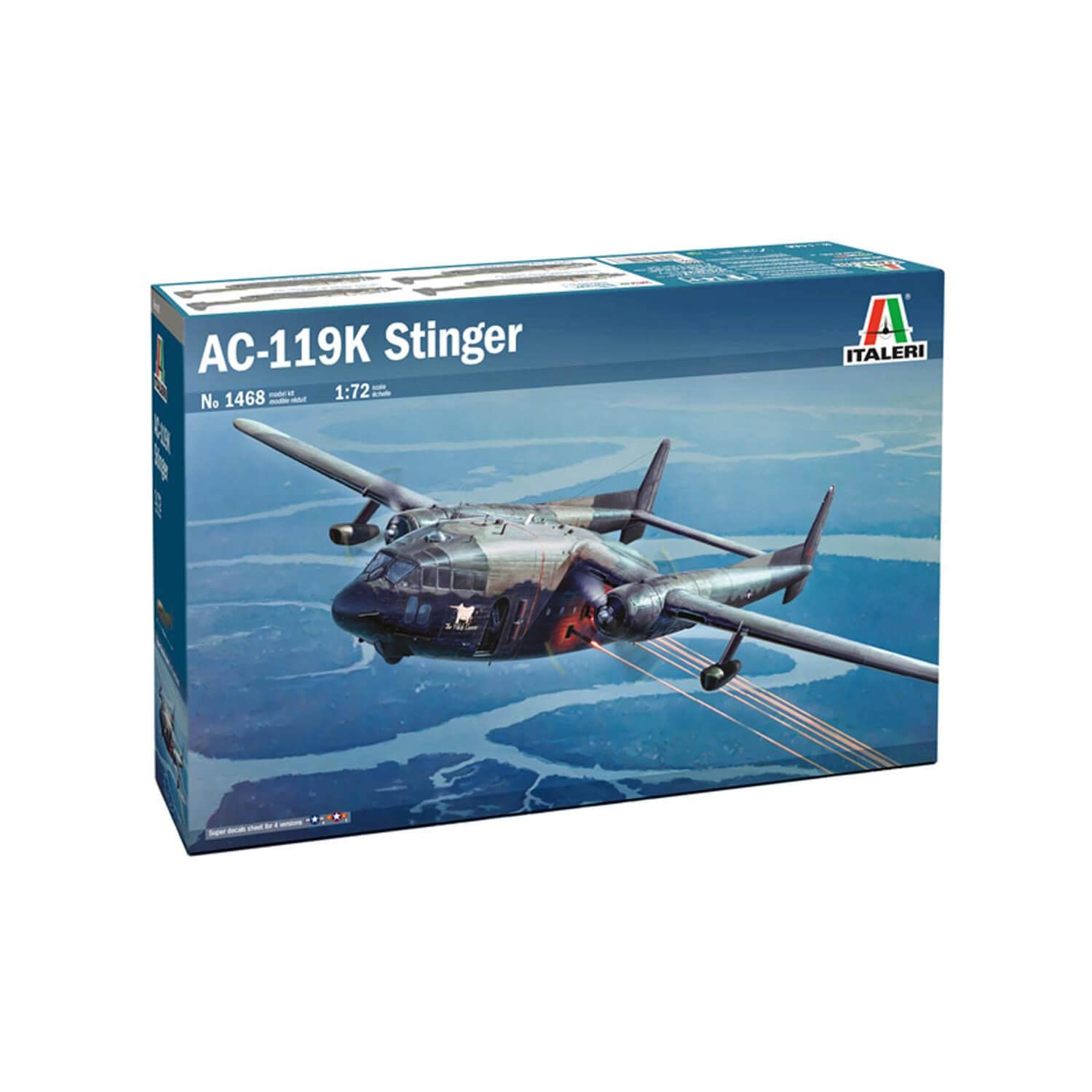Italeri - 1468 AC-119K Stinger, Scala 1:72, Plastic Model Kit, Modello in Plastica da Montare, Modellismo