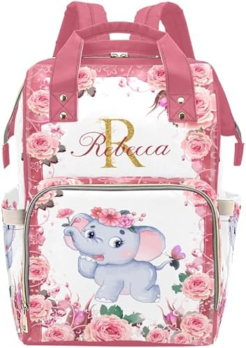 Floras Sleeping Cute Girl Pañalera Mochila personalizada personalizada con nombre Impermeable Viaje Bolsa de Bebé Bolsas de Hombros, Multi 4,