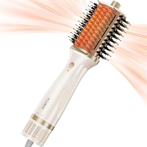 GOMYTH Upgraded 5-in-1 Blow Dryer Brush with Heated Comb - Volumizer Hair Dryer Brush for Wet & Dry Hair, Ideal for Thick Curly Hair, Salon Blowout, Frizz-Free Shiny Hair, Reduced Heat Damage - 70mm
