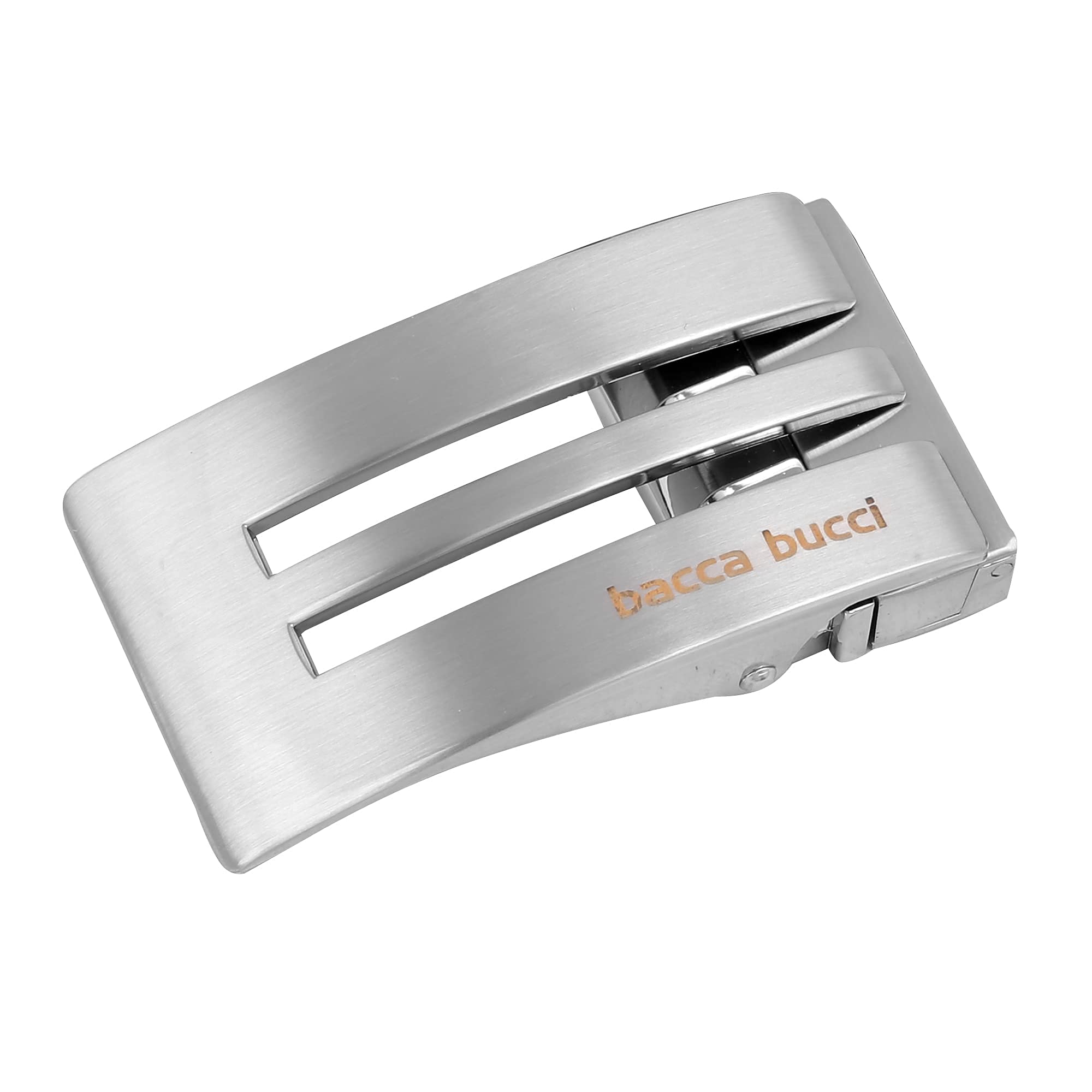 Bacca Bucci 35 MM Nickle Free Reversible Clamp Belt Buckle with Branding (Buckle only) -1044 Silver