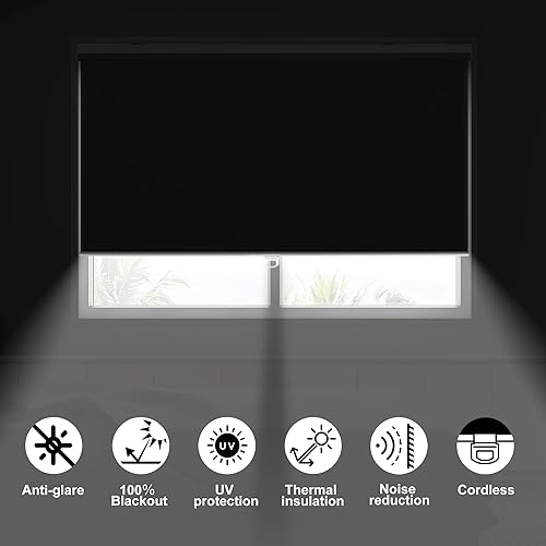 Miniatura 5 de Boolegon Persianas enrollables opacas sin cordones para oscurecer la habitación, persianas enrollables opacas personalizadas para el hogar, oficina,