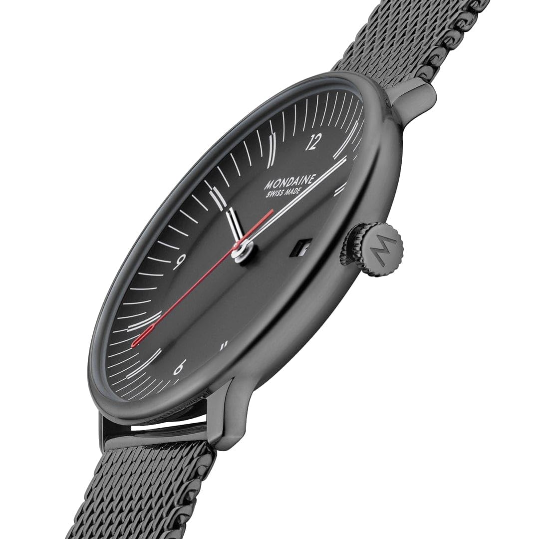 Mondaine Doppio Herrenuhr 41mm, Schweizer Quarzwerk, Saphirglas, Edelstahl, 5 ATM wasserdicht, Nachhaltig, Eleganz & Tradition