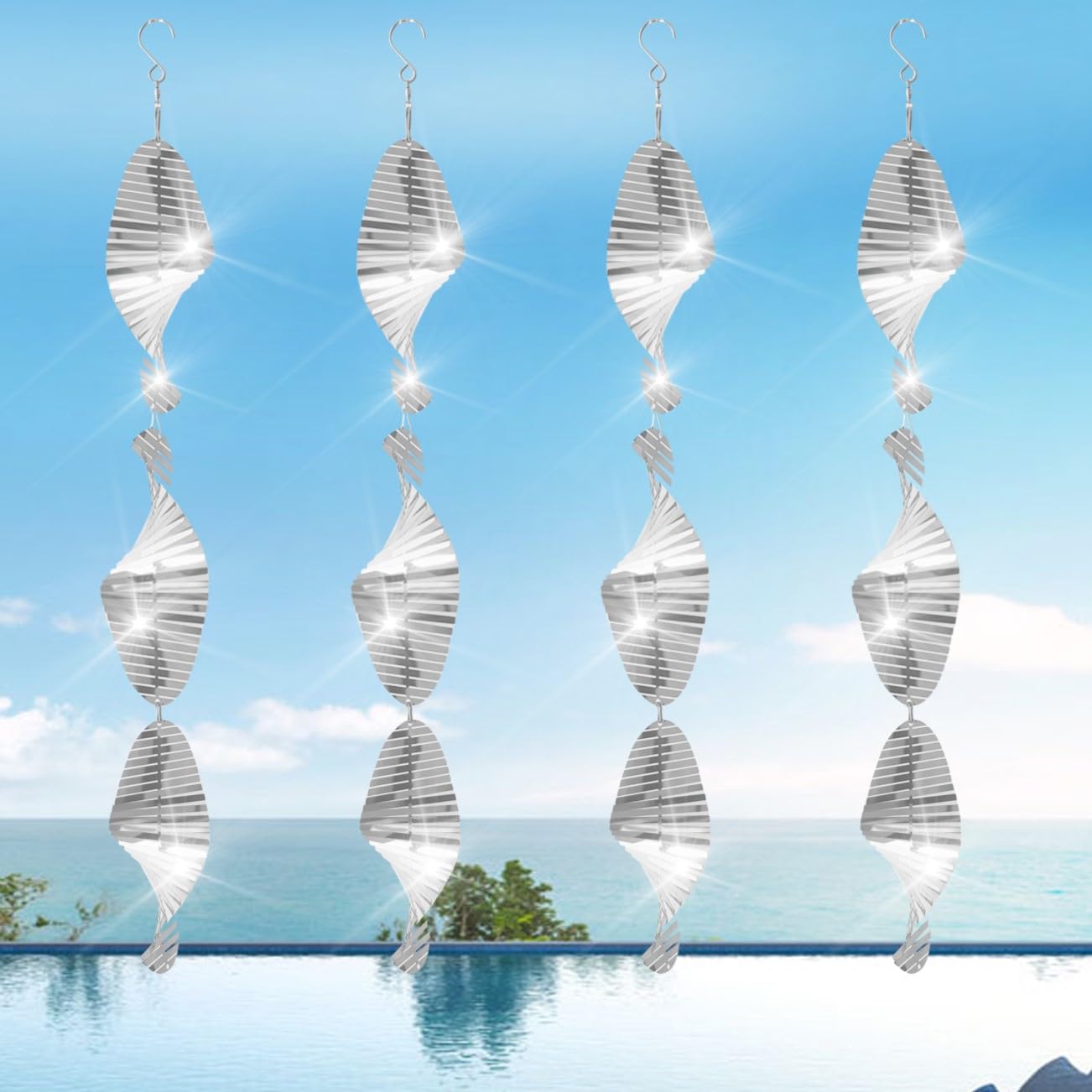 12Pcs Bird Scare Discs, Highly Reflective Double-Sided Bird Reflector, Extra Sparkly Wind Spinners Bird Devices to Scare Birds Like Woodpeckers, Pigeons, Ducks Away from Yard Patio Farm