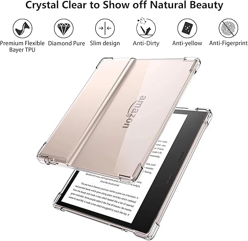 Miniatura 3 de Aircawin Funda transparente para Kindle Oasis de 7 pulgadas con protector de pantalla de vidrio templado, funda transparente para Kindle Oasis de 10