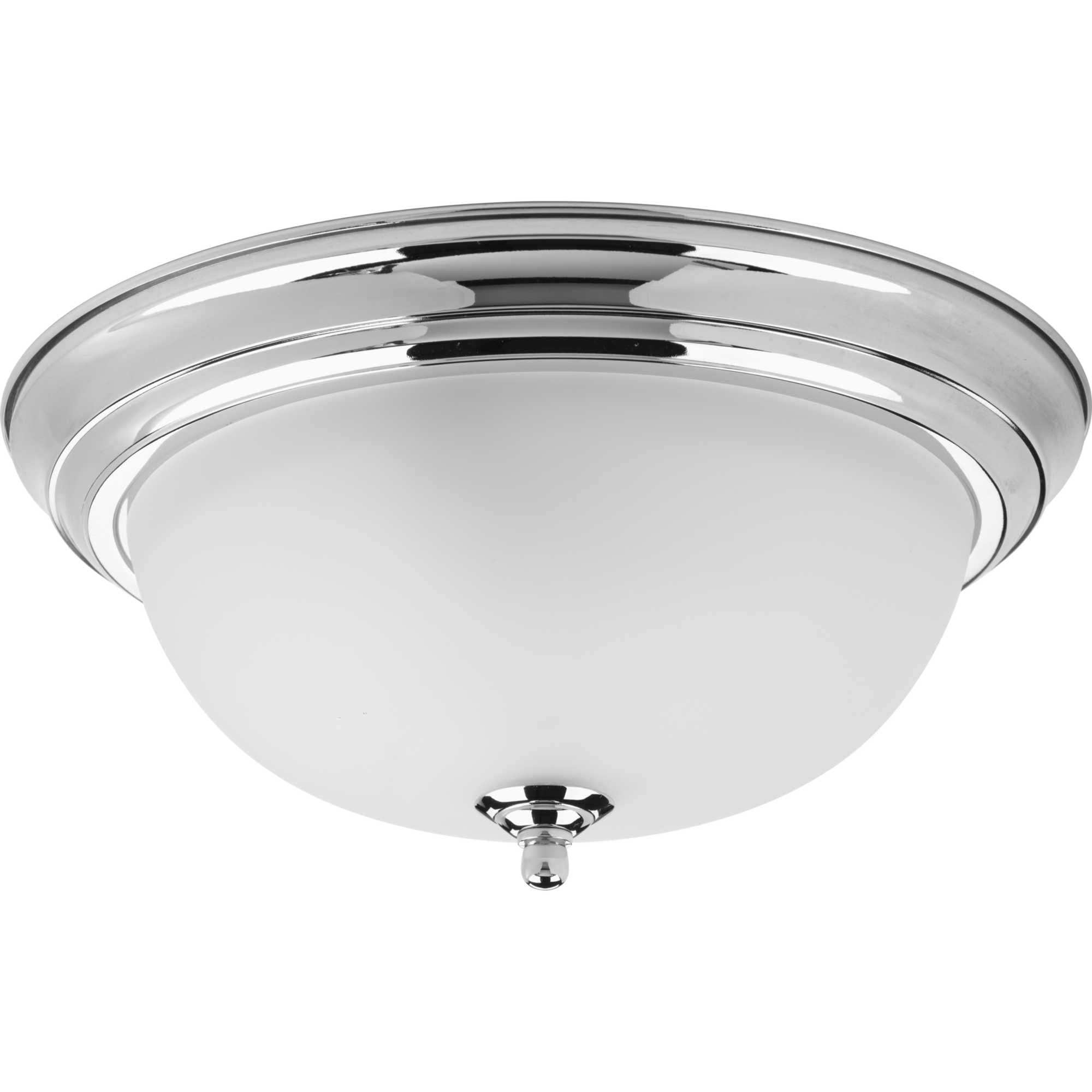 2-Light Ceiling Light, Flush Mount Ceiling Light Fixture for Interior Kitchen Lights, Hallway, Bedroom, Living Room, 13-1/4”, 5-7/8”, Polished Chrome, Etched Glass Shade