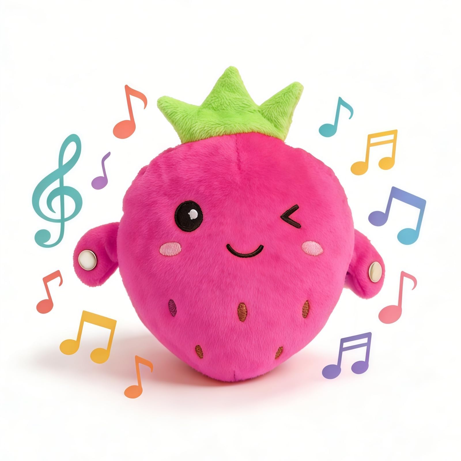 Niceyoeuk Interactive Music Plush Toy,Fun Parent-Child Multiplayer,Gift for Kid Adult (Rosy Strawberry, onesize)