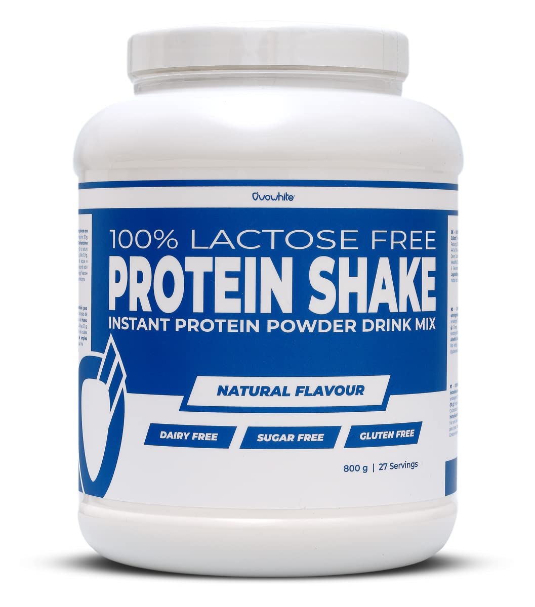 100% Egg Protein Shake Lactose Free/Gluten Free/Sugar Free - Proteine in Polvere Isolate dell'Uovo Istantanea (Natural, 800 g)