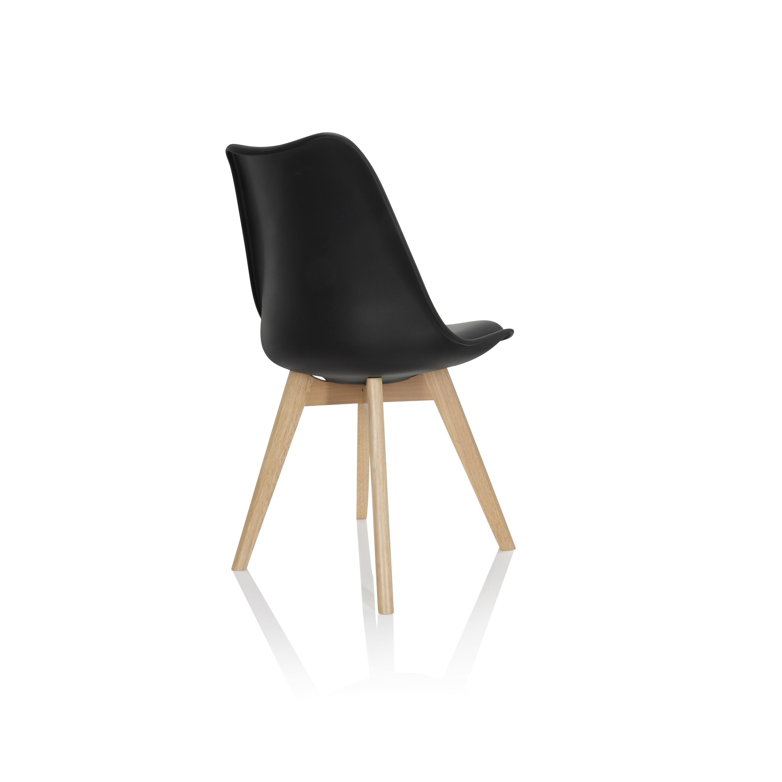 hjh OFFICE 4er Set Esszimmerstühle Scandi Massivholz Beine Buche, Stuhl Küchenstuhl gepolstert im Retro-Design, Kunststoff Schwarz 661011