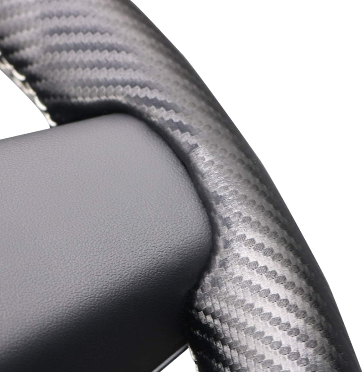 Custom Fit Carbon Fiber Steering Wheel Cover for Tesla Model Y SUV 2020 2021 2022 2023, Model 3 Sedan 2017 2018 2019 2020 2021 2022 2023 Leather Hand Stitched OEM Interior Accessories