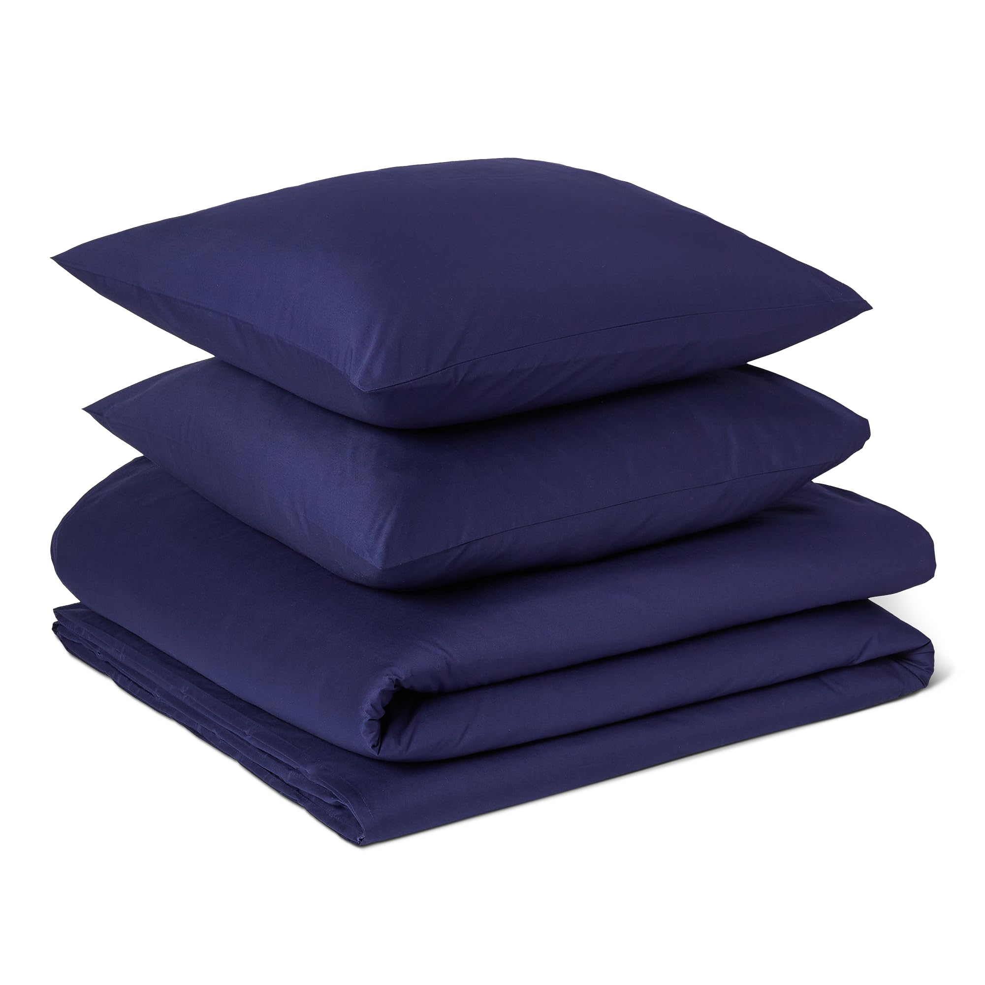 Amazon Basics Bettwäsche 200x200 100% Bio Baumwolle 2teilig, Extra Weich, Bettbezug 200x200 cm & 1 Kissenbezug 65x65 cm, Marineblau